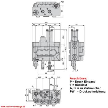 Preview: Frontlader Steuerventil Monoblockventil DN46FC/2 A1N7+PW