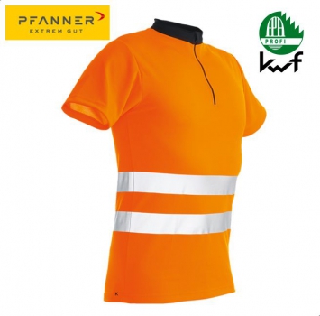 Pfanner Zipp-Neck Shirt Kurzarm Warnfarbe EN 20471