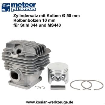 Meteor Zylindersatz mit Kolben für Stihl MS 440 und 044 Kolbenbolzen 10 mm