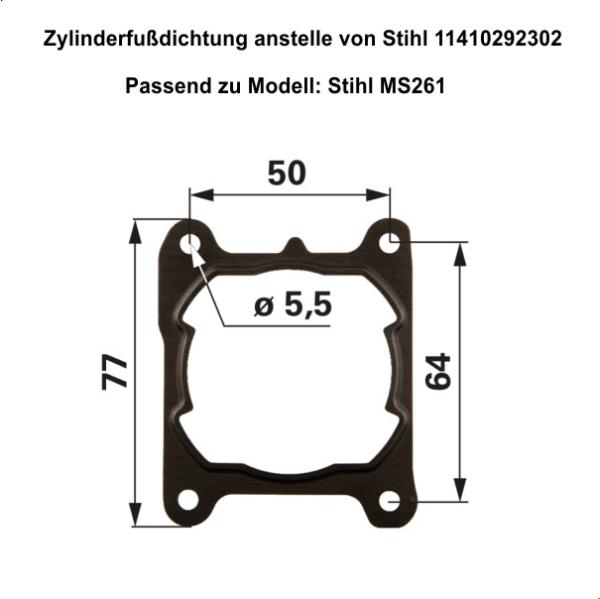 Zylinderfußdichtung für Stihl MS261
