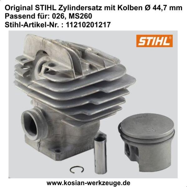 Original STIHL Zylindersatz mit Kolben für Stihl MS 260, 026